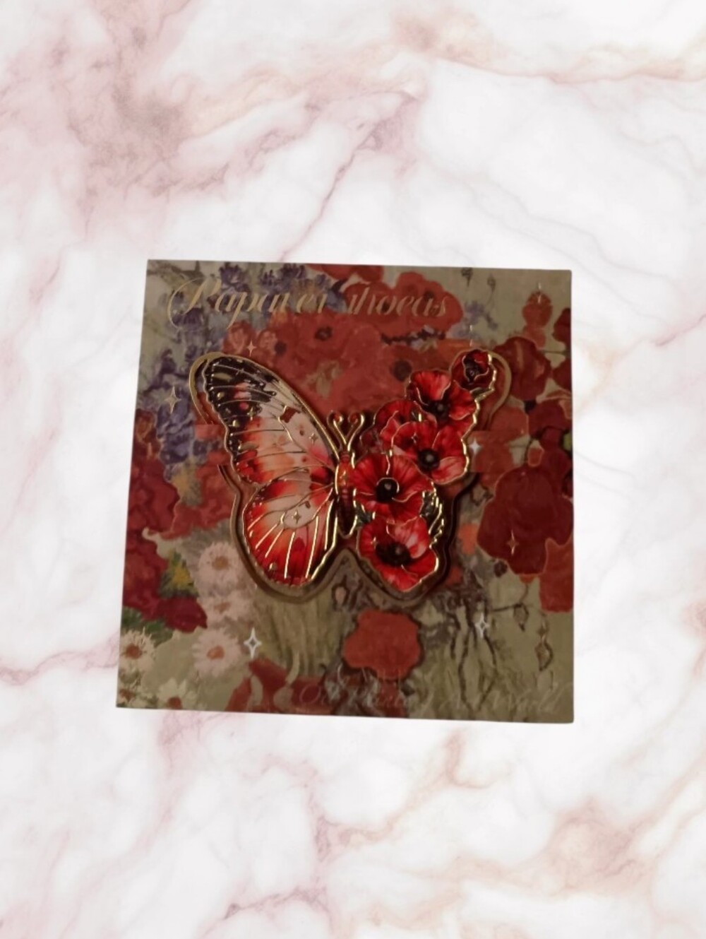 Butterfly & Red Roses Clip Bookmark - Picture 2 of 7